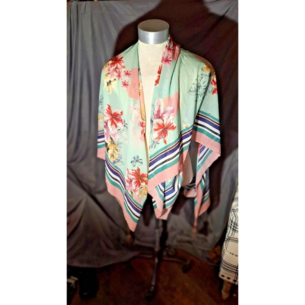 Express Womens‎ Open Front Cardigan Top One Size Green Floral
